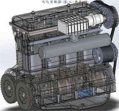 双曲轴发动机3D模型下载_三维模型_SolidWorks模型 - 制造云 | 产品模型